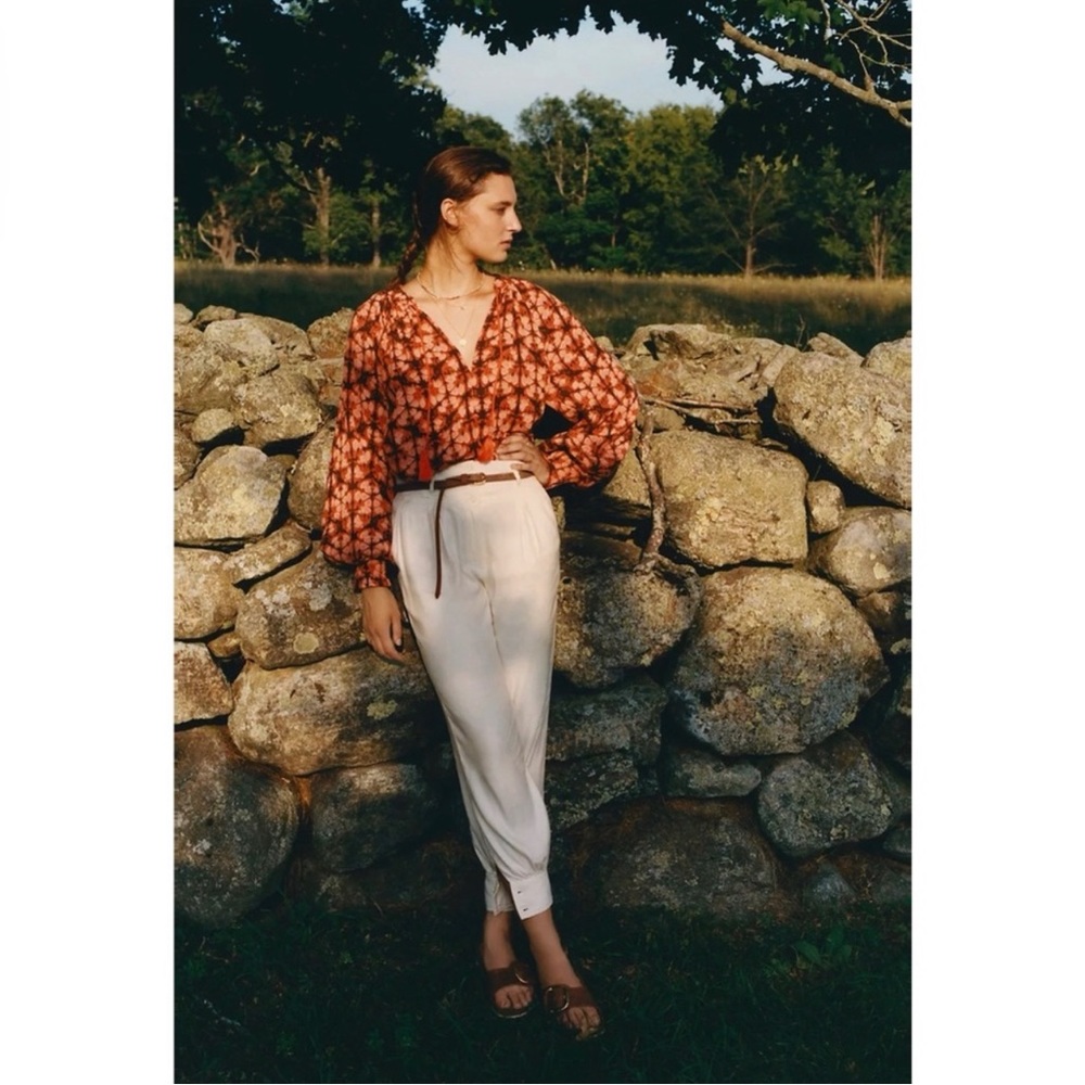 Anthropologie Marie Joggers High Waist Pleated Trousers  Pure White Size 6